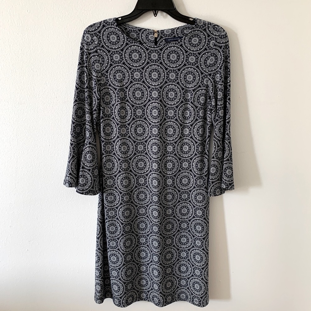 Tommy Hilfiger navy and white 3/4 bell sleeve dress